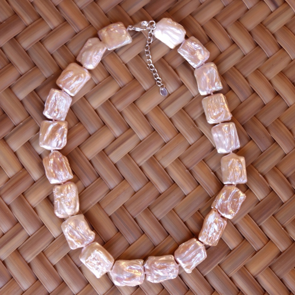 Pearl necklace with sterling clasp. great luster